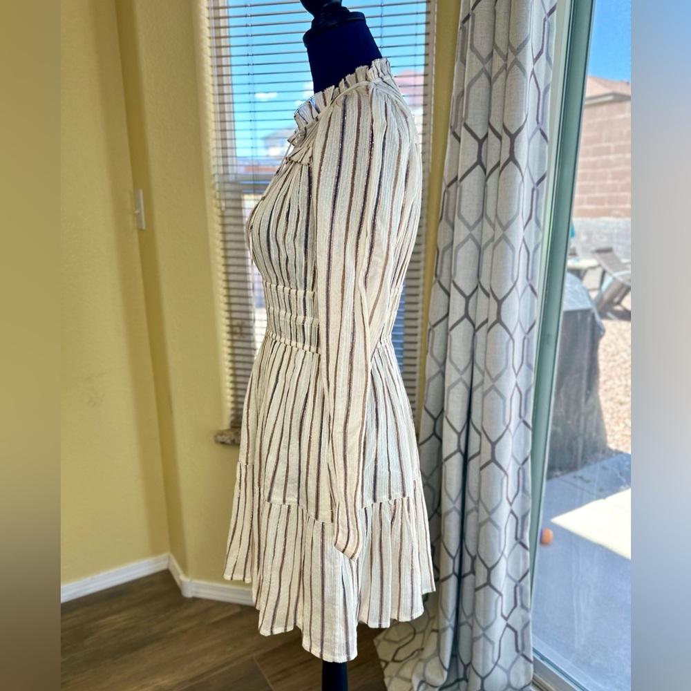 EUC Ulla Johnson Cream Striped Rosalind Mini Dress - Picture 11 of 17